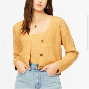 NWT Billabong Match Set - Cami Tank and Cardigan Sweater Gold